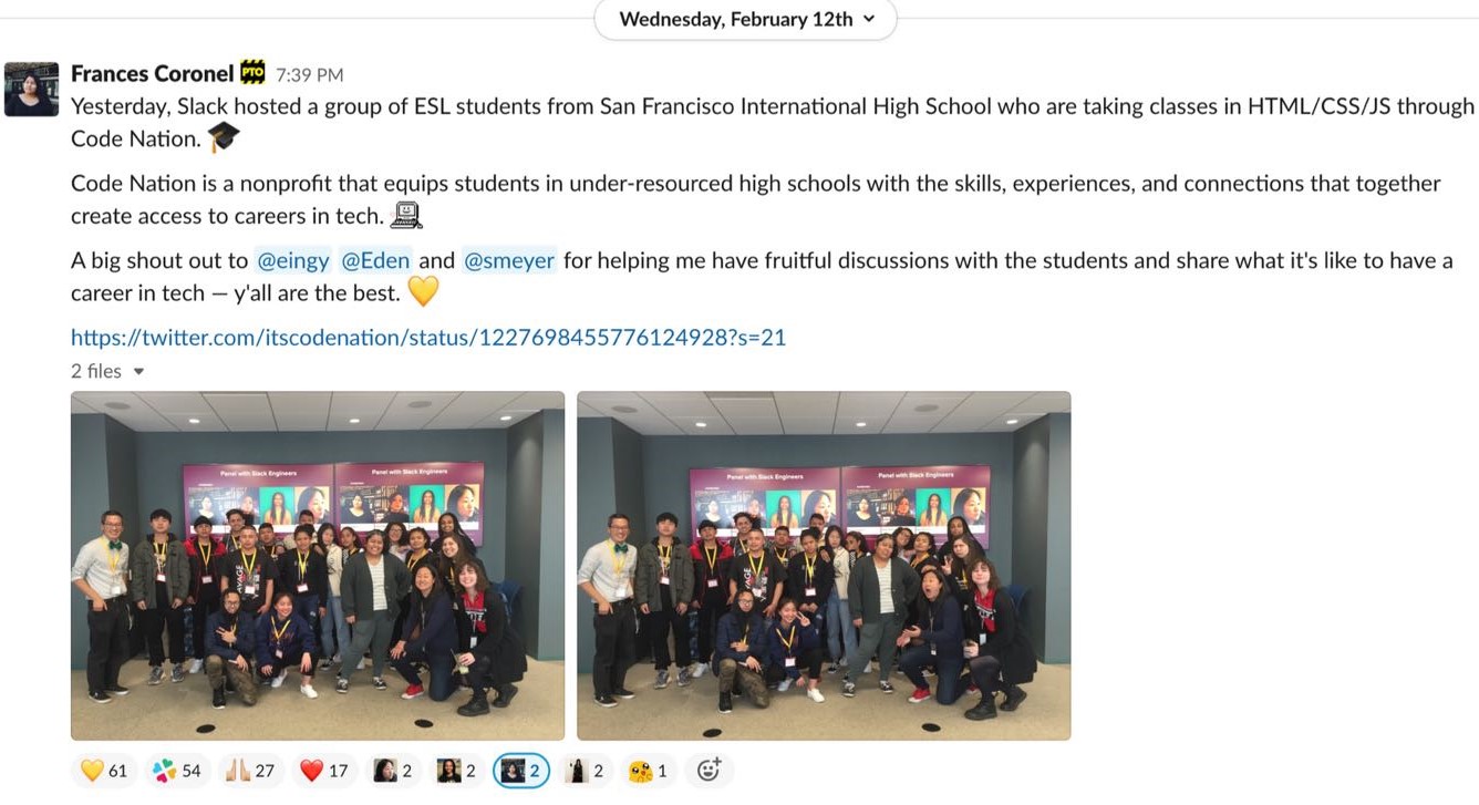 Code Nation Tour at Slack | Frances Coronel